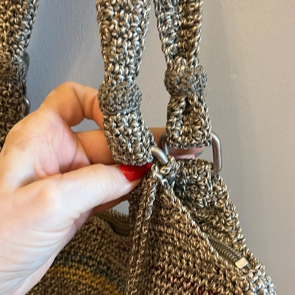 The Sak Belle Voyager Shoulder Bag Crochet Multicolor Striped Boho - Picture 5 of 12